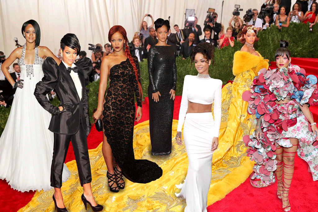 Rihanna at the Met Gala throughout the years