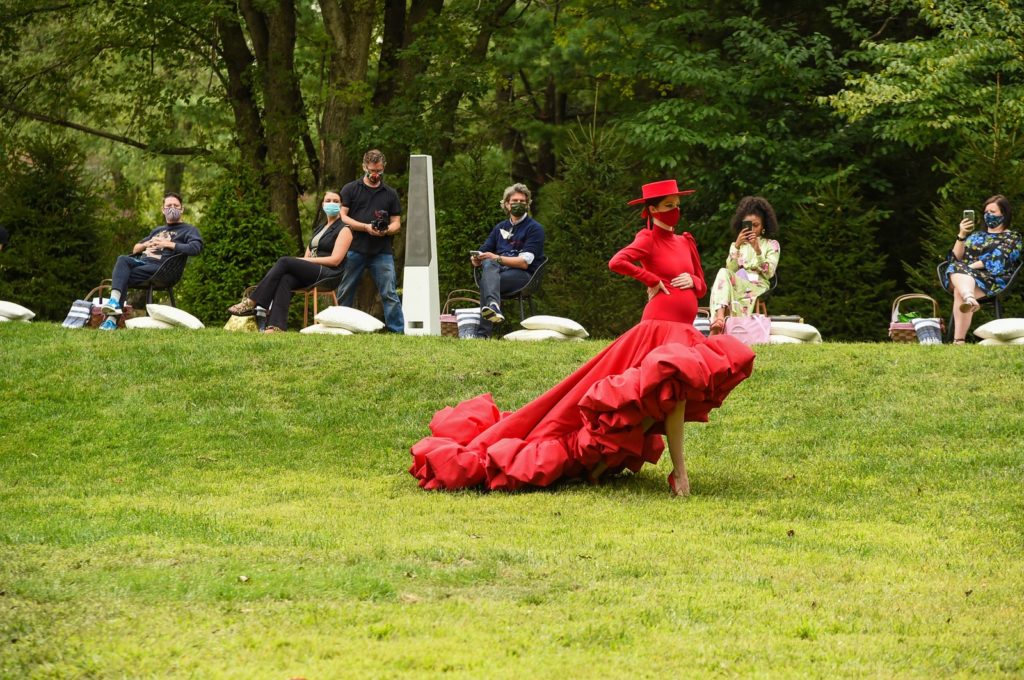 Coco Rocha in the finale look. Photo: Jamie McCarthy / Getty Images for Christian Siriano